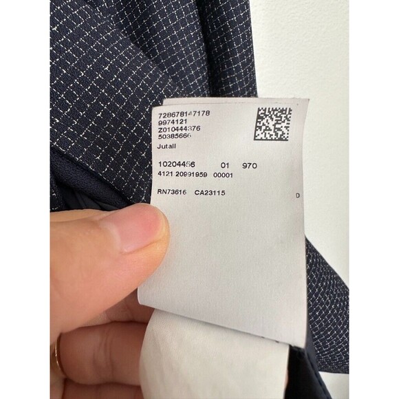 Boss Hugo Boss Women's Jutall Wool Jacket Snap Button Navy Blue Grid Size 14 - Picture 7 of 11